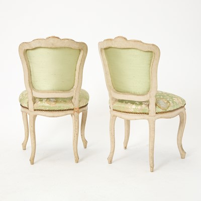 Lot 402 - Pair of Louis XV Polychrome-Painted Side Chairs en Cabriolet