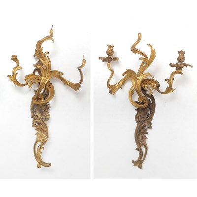 Lot 238 - Assembled Pair of Louis XV Gilt-Bronze Three-Light Sconces