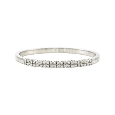 Lot 2087 - White Gold and Diamond Bangle Bracelet