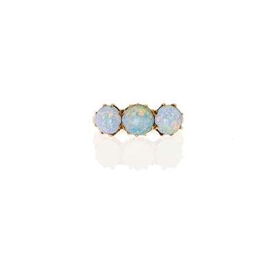 Lot 1192 - Antique Gold and White Opal Ring
