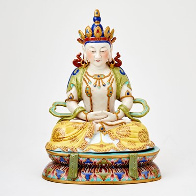 Lot 588 - A Chinese Enameled Porcelain Amitabha