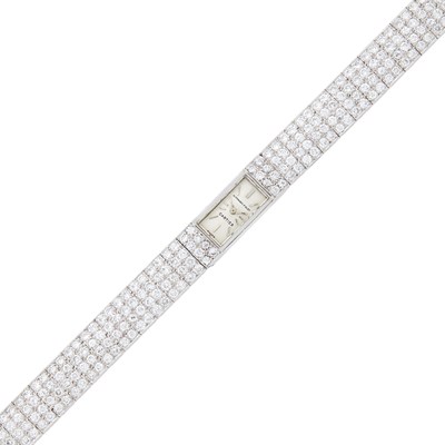 Lot 160 - Cartier Platinum and Diamond Wristwatch, Audemars Piquet