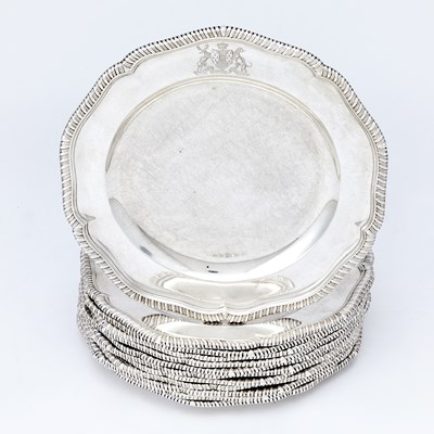 Lot 232 - Set of Twelve George III Sterling Silver Chargers