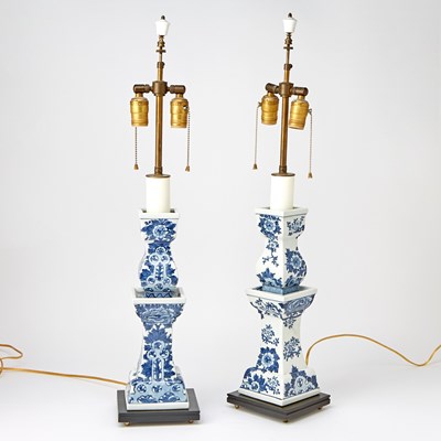 Lot 168 - Pair of Chinese Blue and White Porcelain Lamps