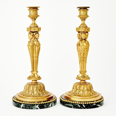 Lot 362 - Pair of Louis XVI Style Gilt-Bronze Candlesticks