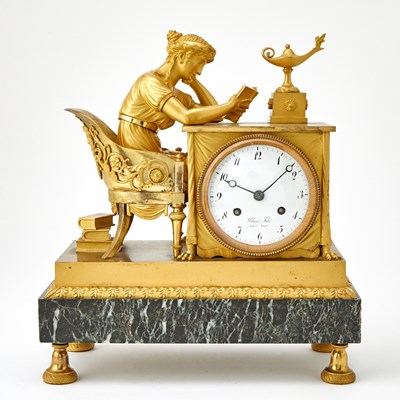 Lot 358 - Empire Gilt-Bronze Mantel Clock Titled "The Reader"