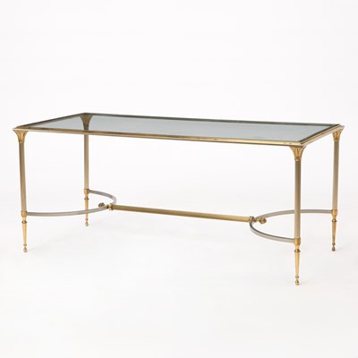 Lot 406 - Maison Jansen Style Chrome and Brass Low Table