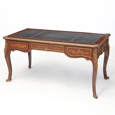 Lot 297 - Louis XV Style Gilt-Metal Mounted Kingwood Marquetry Bureau Plat