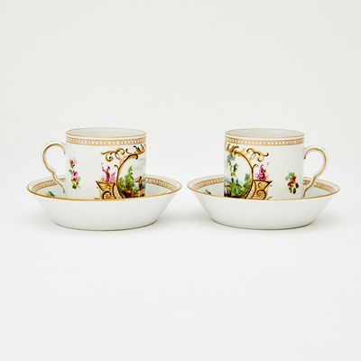 Lot 263 - Pair of Russian Style Porcelain Cups and Saucers