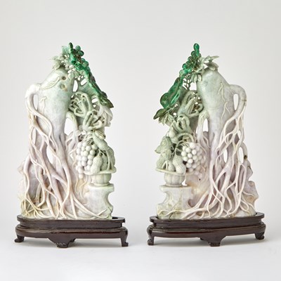 Lot 467 - A Pair of Chinese Jadeite Carvings