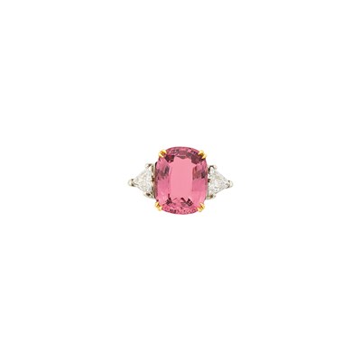 Lot 1093 - Two-Color Gold, Pink Spinel and Diamond Ring