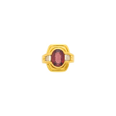 Lot 1014 - Gold, Pink Spinel and Diamond Ring, France