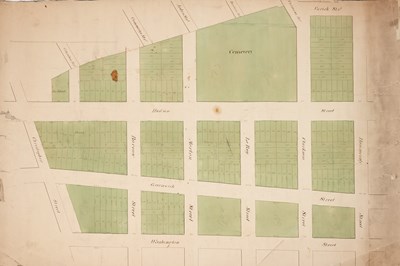 Lot 53 - Manuscript survey map of Tribeca, showing the Saint John's Burial Ground