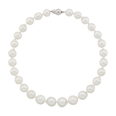 Lot 56 - South Sea Semi-Baroque Cultured Pearl Necklace with White Gold Clasp