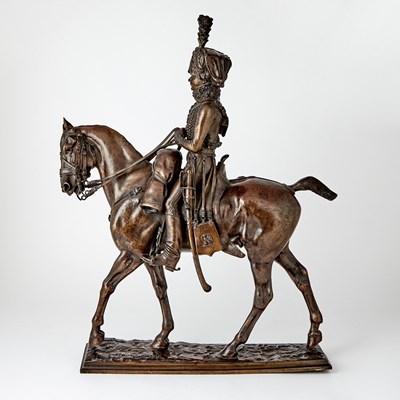 Lot 559 - Bronze Group of a Hussar on Horseback