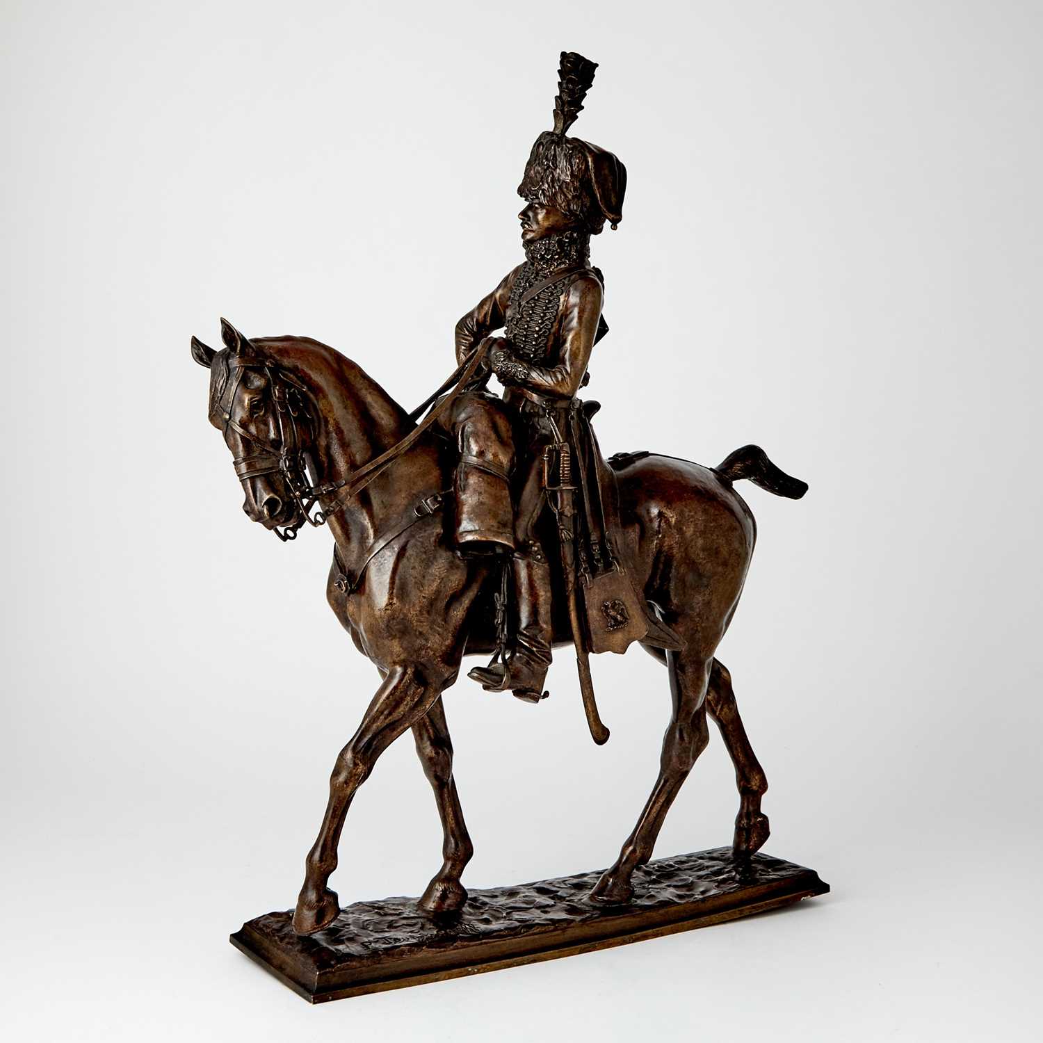 Lot 559 - Bronze Group of a Hussar on Horseback