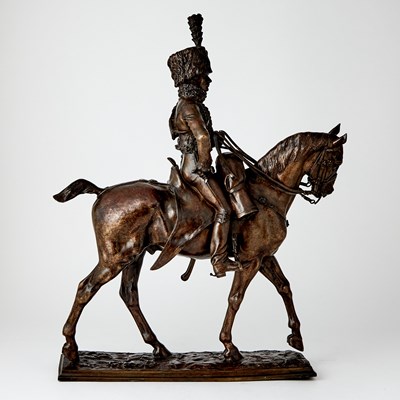 Lot 559 - Bronze Group of a Hussar on Horseback