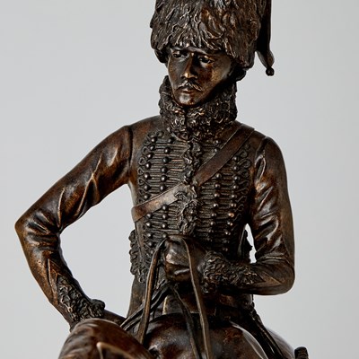 Lot 559 - Bronze Group of a Hussar on Horseback