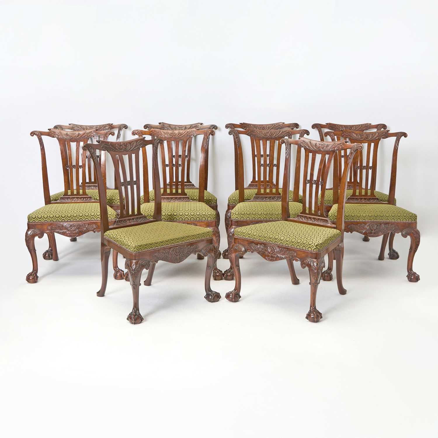 Lot 727 - Set of Nine George II Walnut Dining Chairs