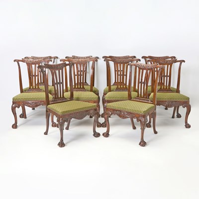 Lot 727 - Set of Nine George II Walnut Dining Chairs