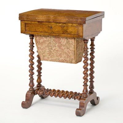 Lot 185 - Victorian Burr Walnut Games Table/Sewing Table