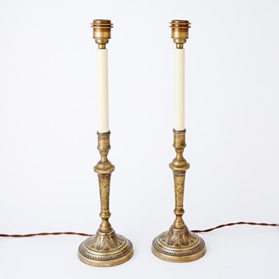 Lot 179 - Pair of Metal Candlestick Table Lamps