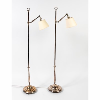 Lot 178 - Pair of Silvered Brass Winchester Floor Lamps