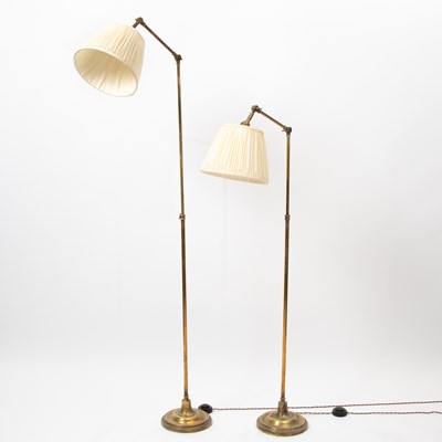 Lot 187 - Pair of Articulated Brass Floor Lamps