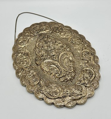 Lot 1167 - .900 Silver Repousse Oval Mirror