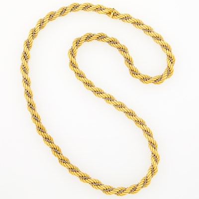 Lot 2158 - Two-Color Gold Rope-Twist Chain Necklace