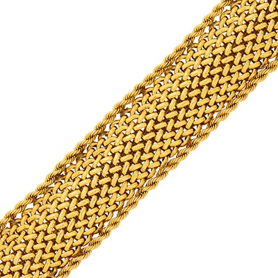 Lot 1014 - Wide Braided Gold Bracelet