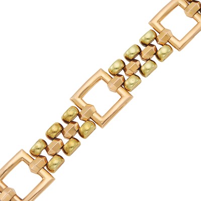 Lot 1216 - Retro Two-Color Gold Bracelet