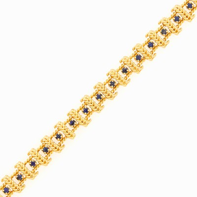 Lot 2149 - Gold and Sapphire Bracelet