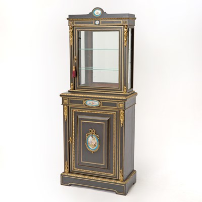 Lot 375 - Napoleon III Gilt-Metal Mounted Ebonized Display Side Cabinet/Console Cabinet