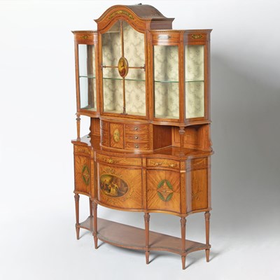 Lot 275 - Edwardian Paint Decorated Satinwood Display Cabinet