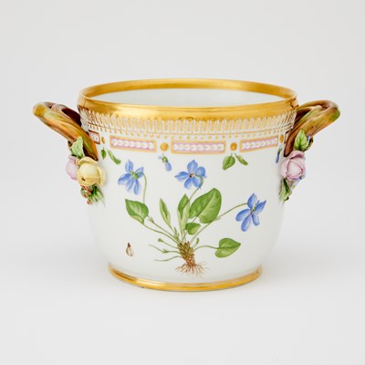 Lot 283 - Royal Copenhagen Gilt and Hand-Painted Porcelain Flora Danica Wine Cooler/Cachepot