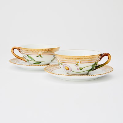 Lot 281 - Two Royal Copenhagen Porcelain Teacups and Saucers