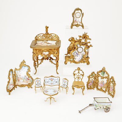 Lot 349 - Group of Vienna Enameled Miniature Furniture