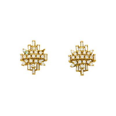 Lot 2034 - Pair of Gold and Diamond Earrings