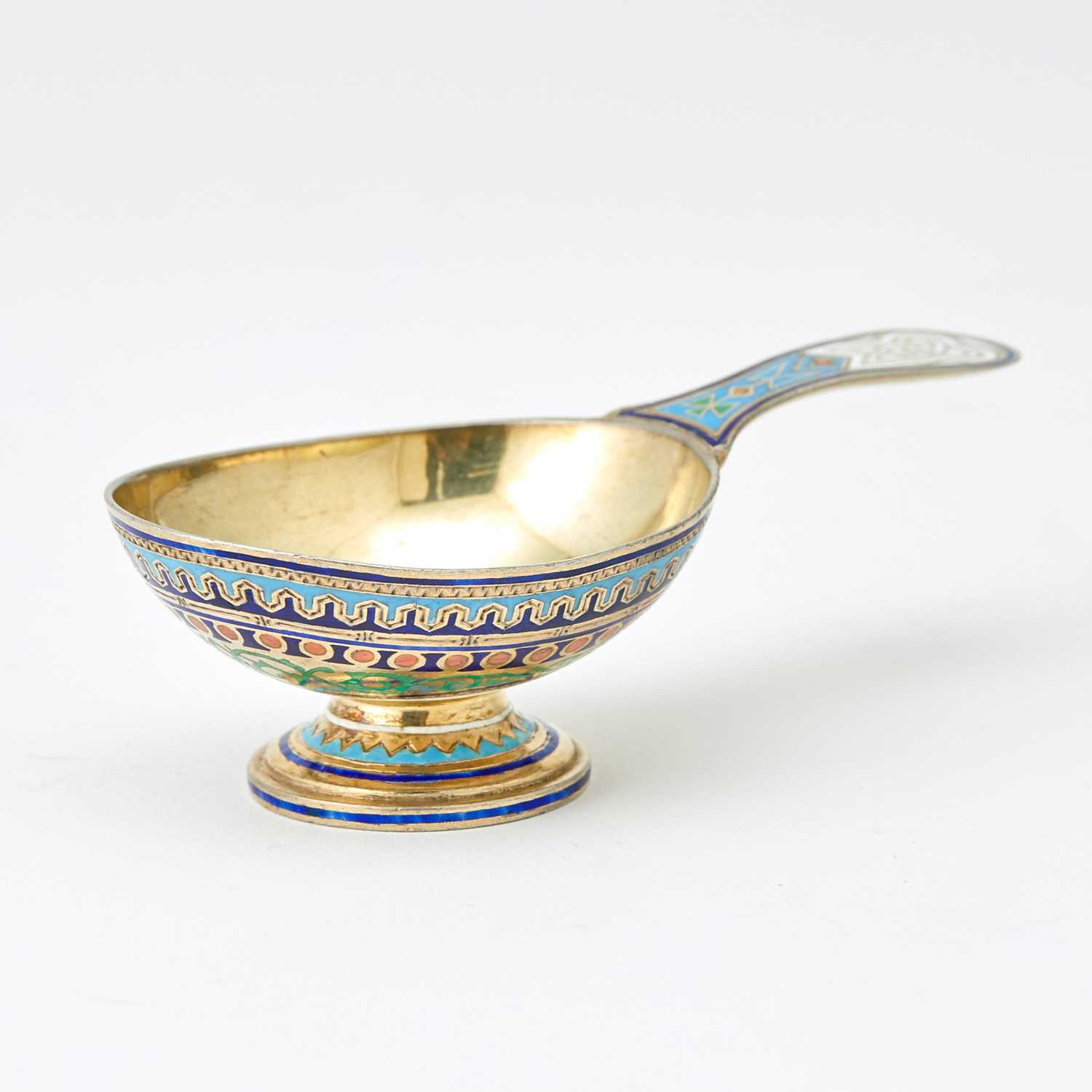 Lot 503 - Russian Silver-Gilt and Champlevé Enamel Kovsh