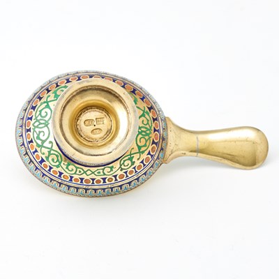 Lot 503 - Russian Silver-Gilt and Champlevé Enamel Kovsh