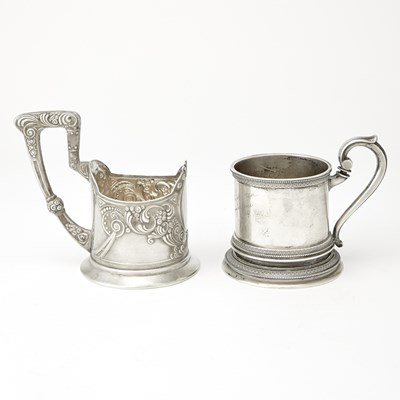 Lot 557 - Two Russian Silver Tea Glass Holders