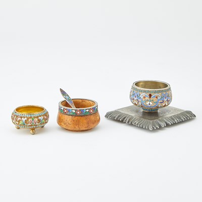 Lot 539 - Three Russian Silver and Enamel Salts