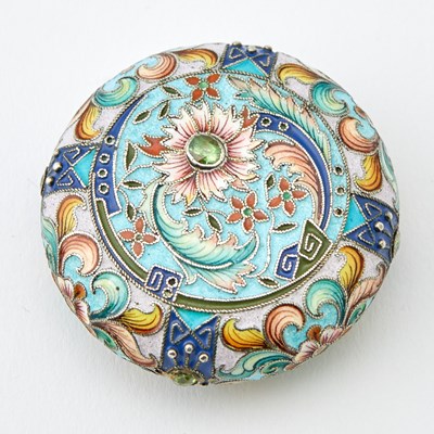 Lot 546 - Russian Gem-Set Silver-Gilt and Cloisonné Enamel Pill Box