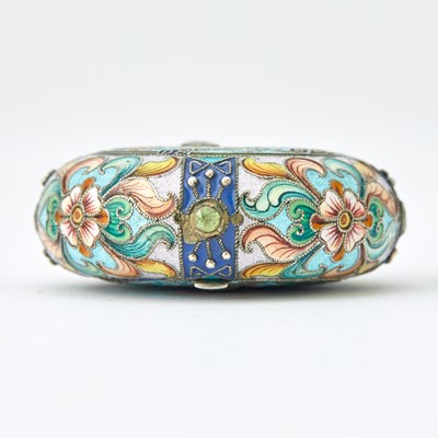 Lot 546 - Russian Gem-Set Silver-Gilt and Cloisonné Enamel Pill Box