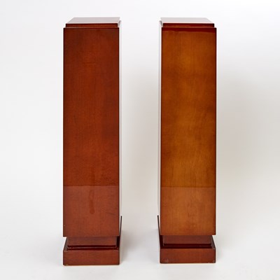 Lot 303 - Pair of Art Deco Style Burlwood Pedestals