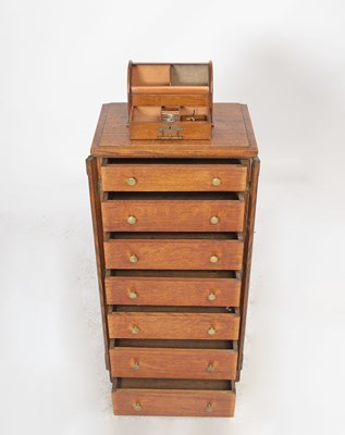 Lot 523 - Victorian Oak Wellington Chest of Drawers