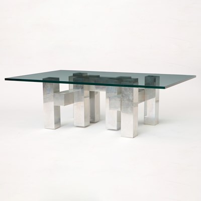 Lot 358 - Paul Evans Style Metal and Glass Low Table