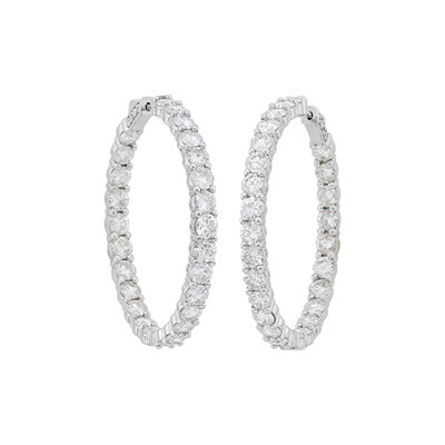 Lot 69 - Pair of White Gold and Diamond Hoop Earrings