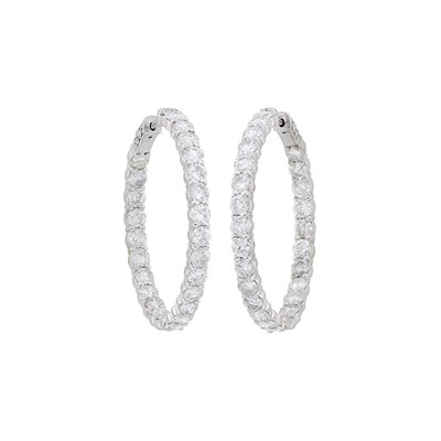 Lot 63 - Pair of White Gold and Diamond Hoop Earrings